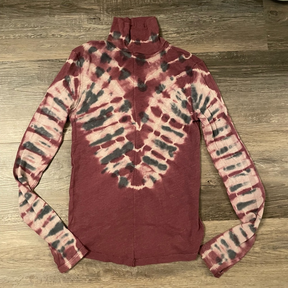 Free People Lightweight Purple Tie-Dye Turtleneck